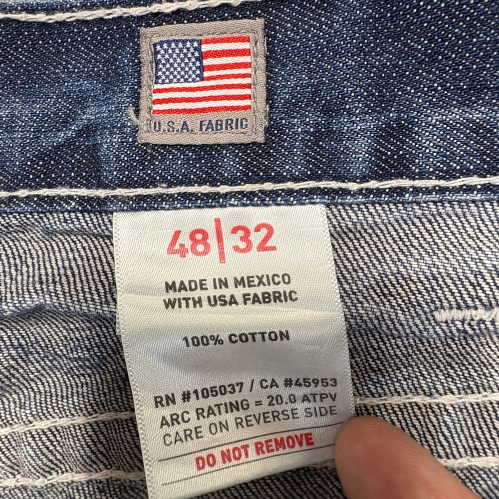 Ariat FR M4 Low Rise Boot Cut Jeans Mens 48x32 Flame Resistant Denim Blue - Picture 10 of 16